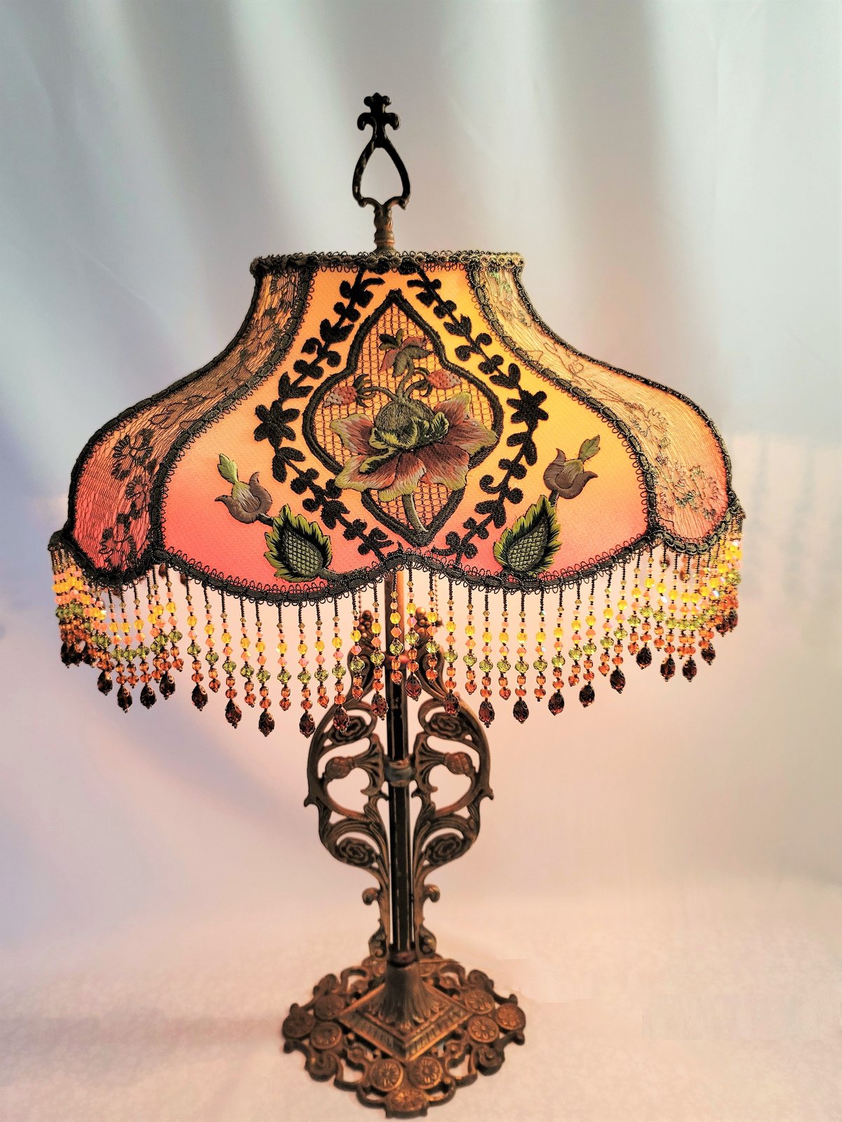 Vintage lamp deals shades with fringe